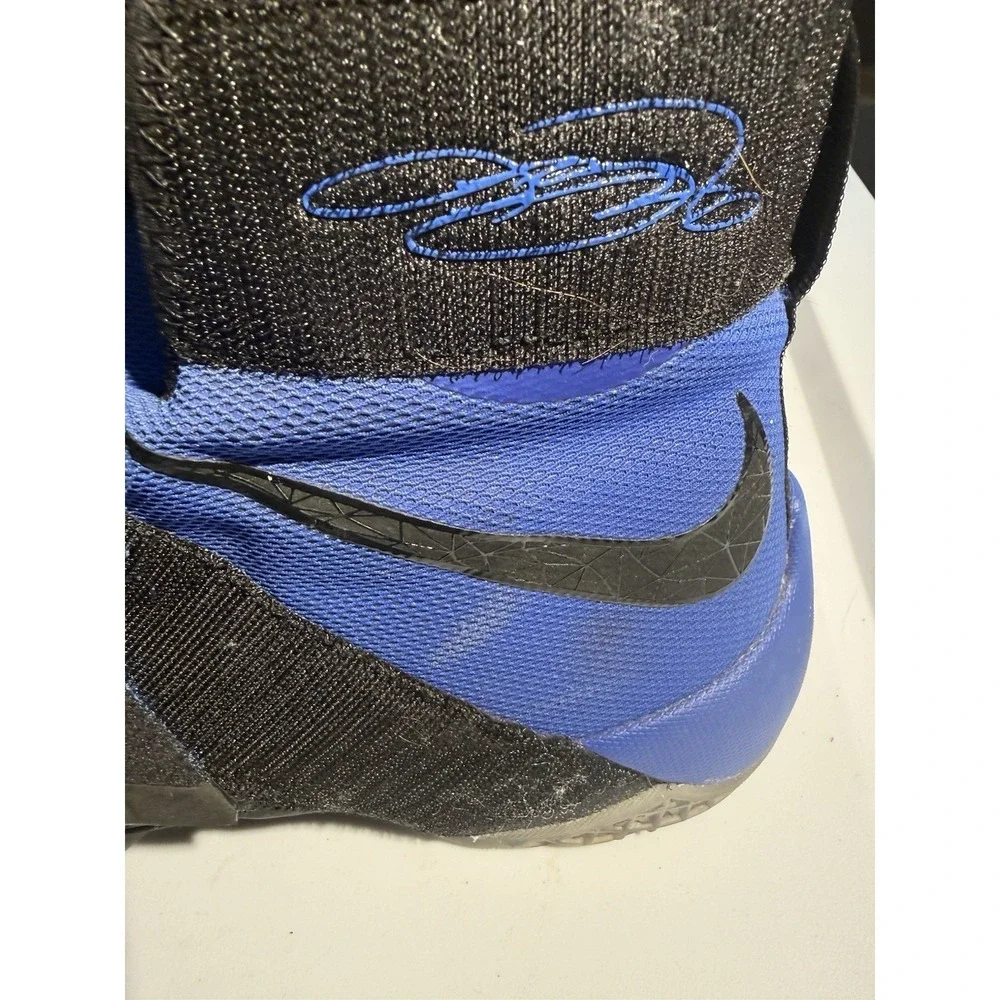 Nike LeBron Soldier 10 Basketball Shoes Men Black Blue Strap High Top Sneakers
